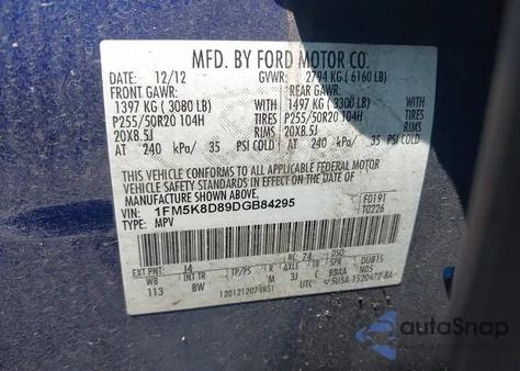 2013 Ford Explorer Xlt z USA, uszkodzony, nr VIN 1FM5K8D89DGB84295